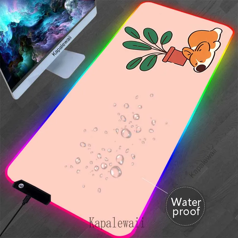 

LED Dog Mouse Pad RGB Colorful Game Mouse Mat Large Gaming Mousepad Speed Keyboard Pads Waterproof Table Carpet Pc Gamer Deskmat