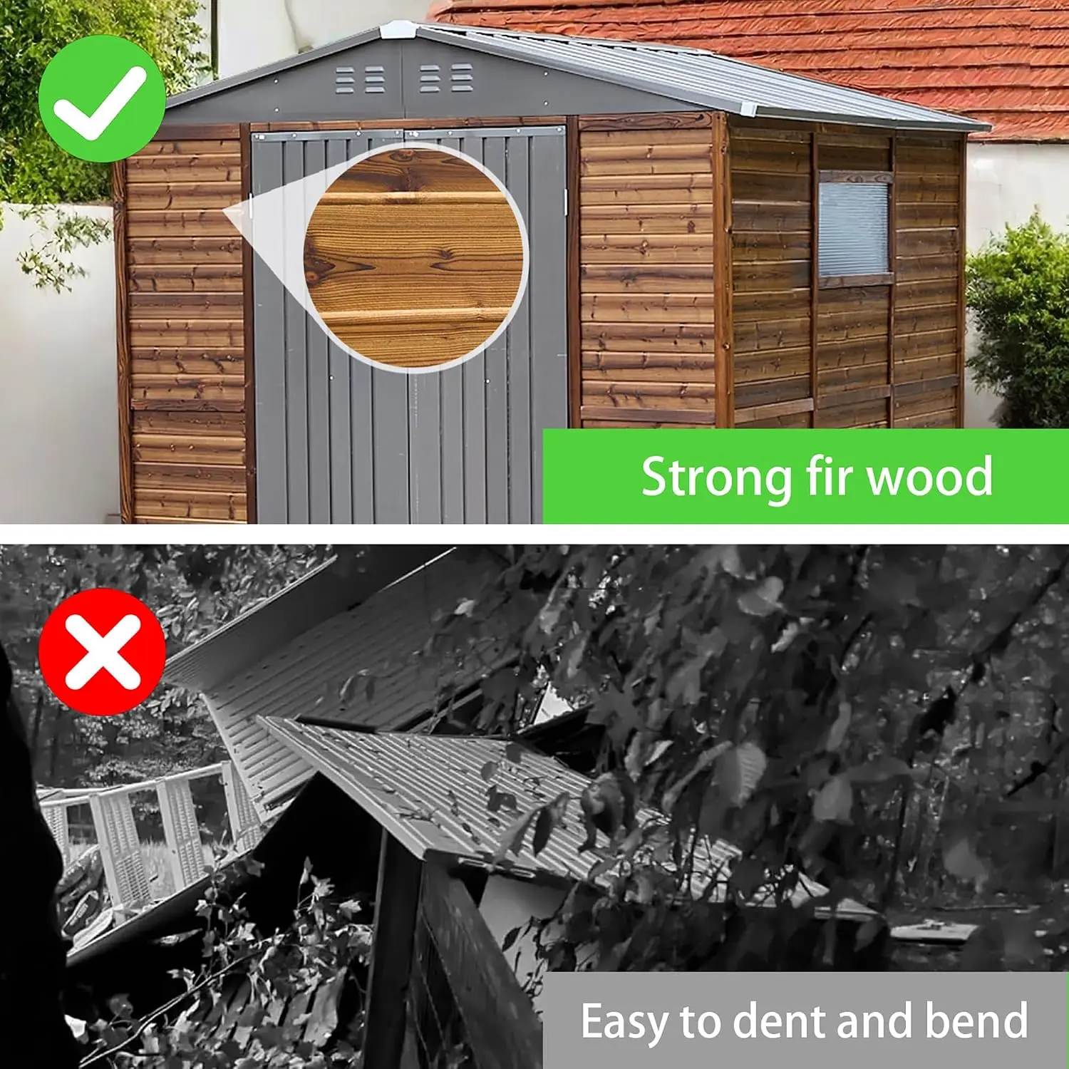 8x8 FT Outdoor Wood & Metal Storage Shed Waterproof with Windows & 4 Vents Tool Shed for Backyard Patio Garden, Customized view 6