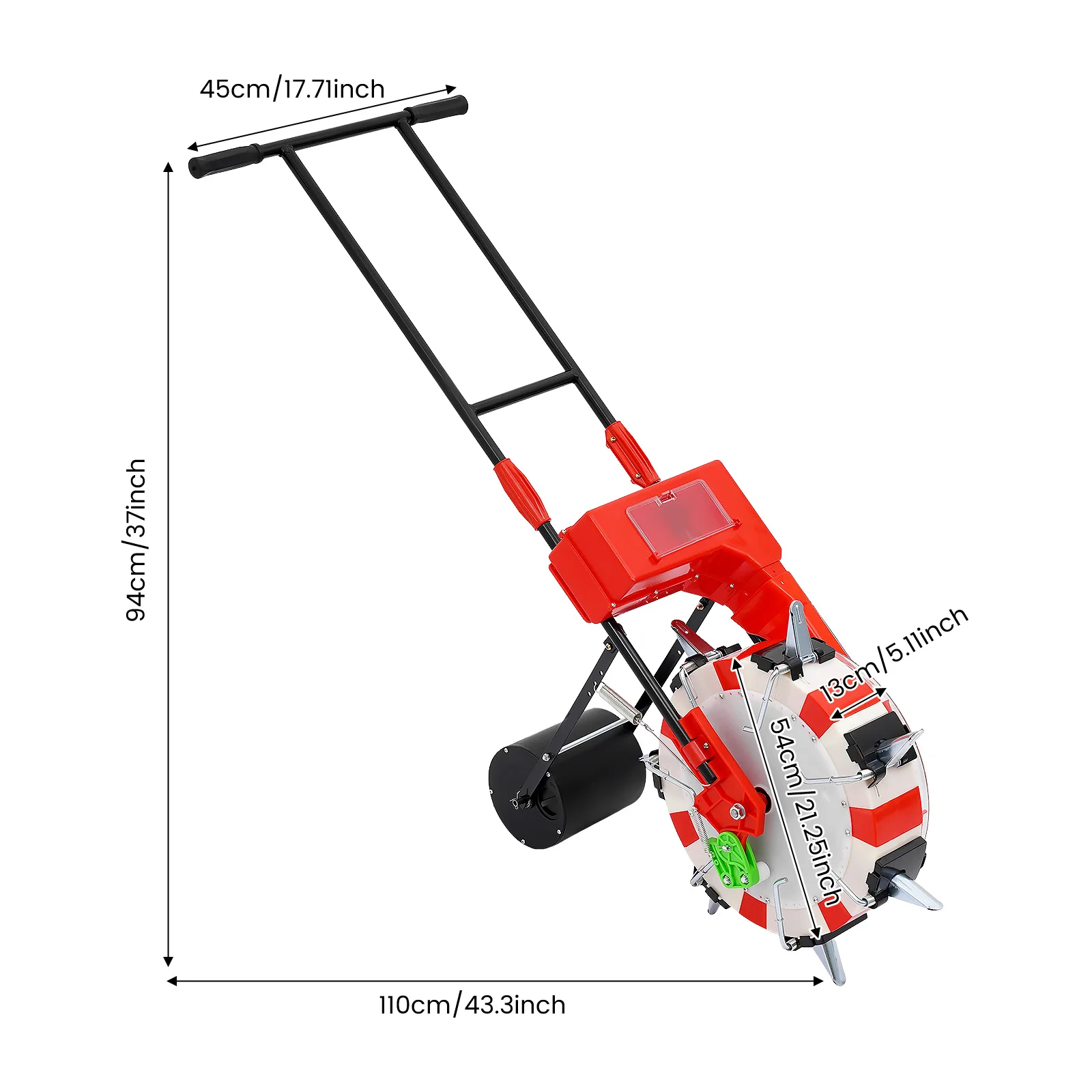 7 Nozzles Manual Hand Push Seeder 3.75kg Seed Box Adjustable Depth Hand Rolling Planter for Corn Soybean Peanut Vegetable Farm Seeding