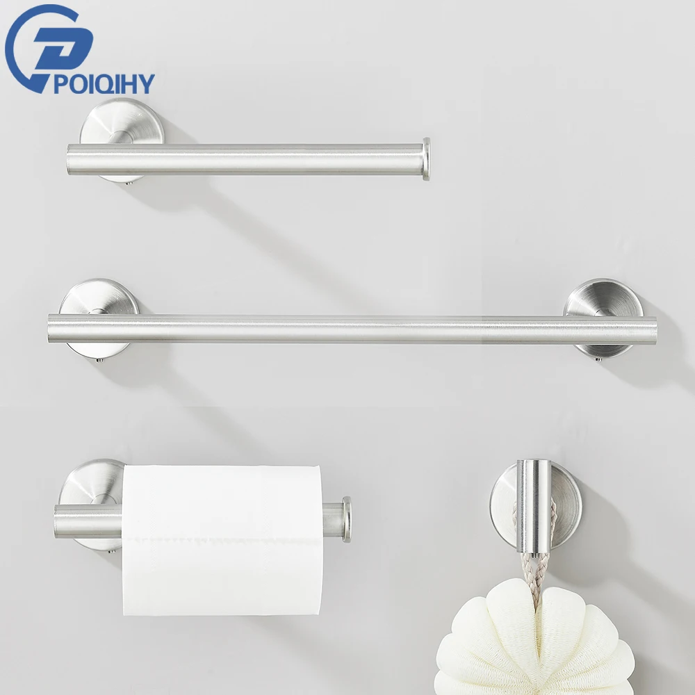 

Brushed Nickle Bathroom Hardware Set SUS 304 Stainless Steel Towel Bar Towel Rod Robe Hook Toilet Paper Holder