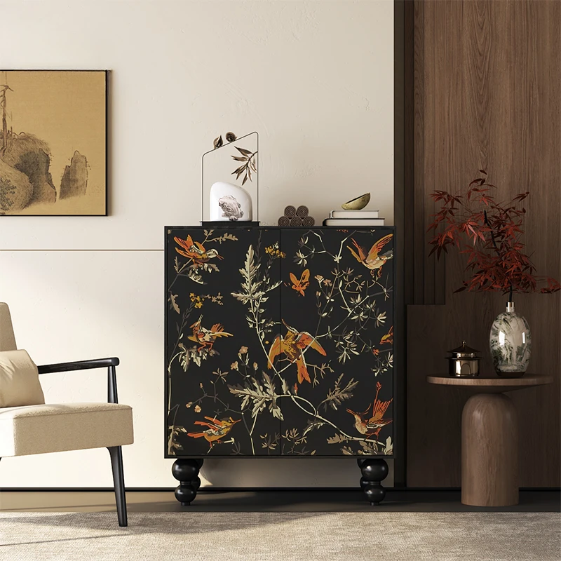 MJY French shoe cabinet solid wood entrance multi-functional integrated side living room storage cabinet customization