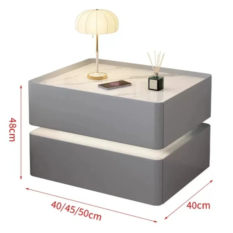 Italian Smart Night Stand White Charging Station Shelving Secret Bed Side Table Petite Compartment Nachttisch Furniture Home
