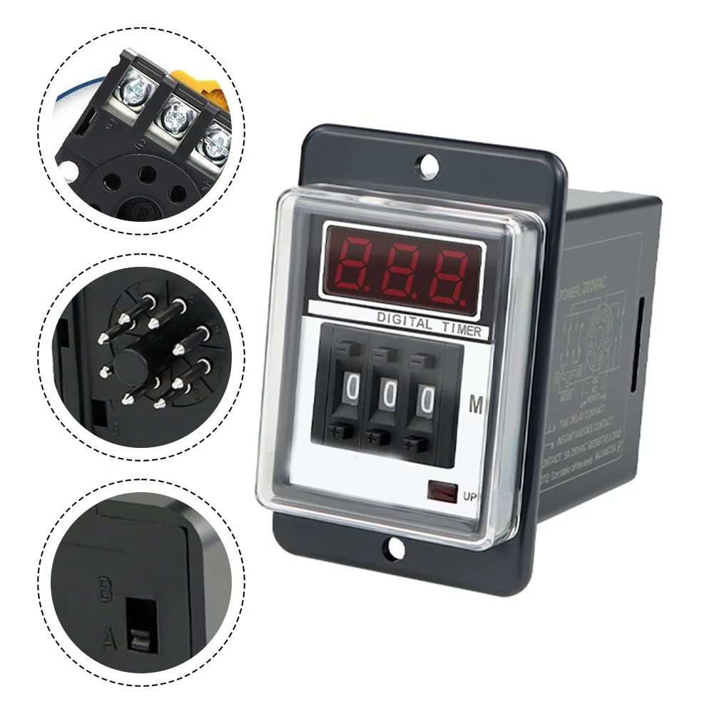 1pcs Time Relay,Delay Timer,Time Delay,FOR ASY-3D, 8PIN AC 220V,999S/999M Optional Electrical Equipment  Black