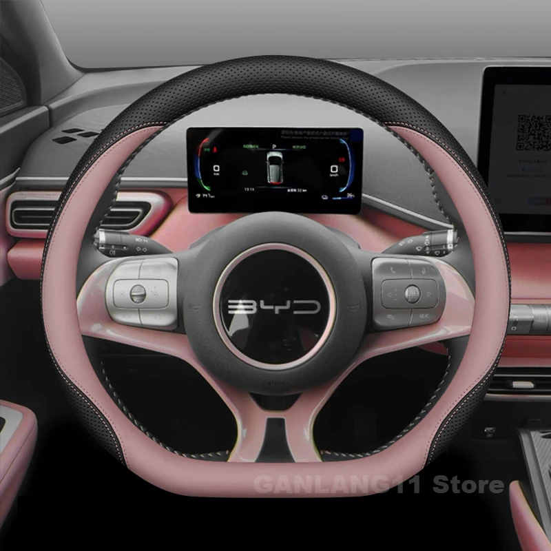

Leather Car Steering Wheel Cover For BYD Dolphin 2025 2022-2024 Wear-resistant Auto Steering Wheel BYD Dolphin Surf Accessories