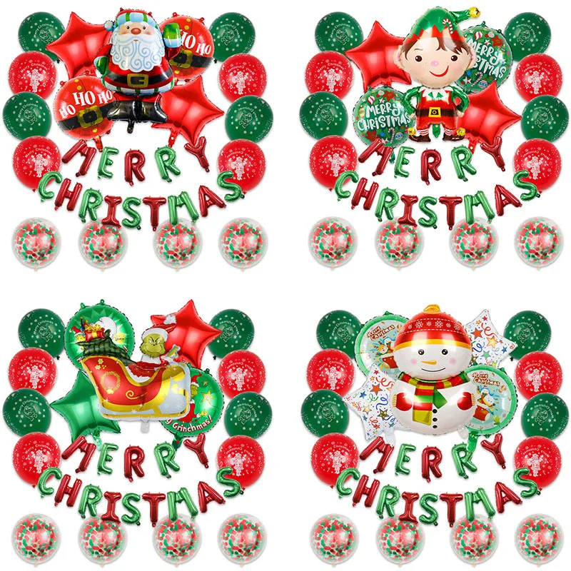 New Christmas themed aluminum film balloons decorate the Santa Claus balloons