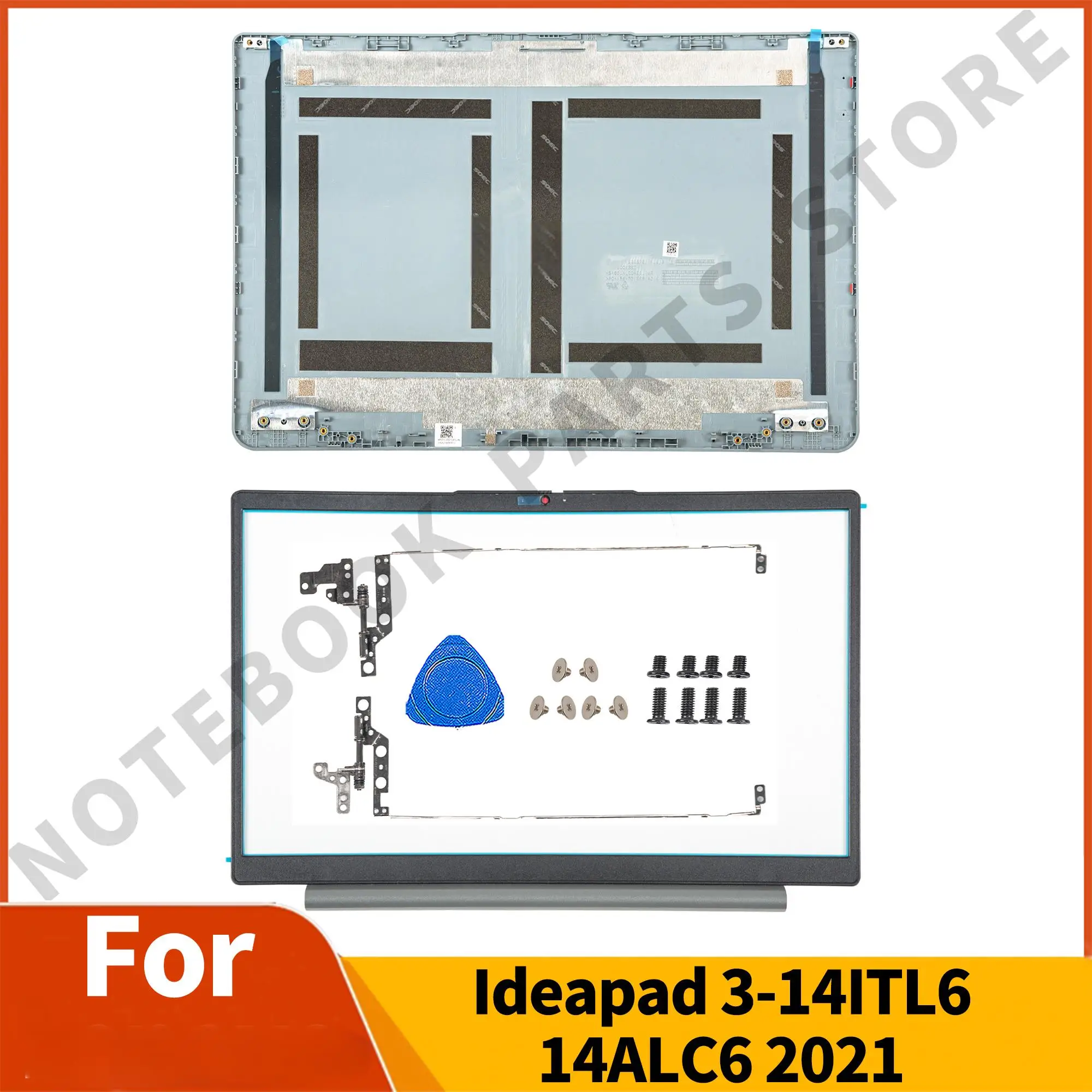 

New PC Part For Ideapad 14s 3-14ITL6 14ALC6 2021 LCD Back Cover AP2JC000100 Bezel Hinges Housing Case Replace Blue