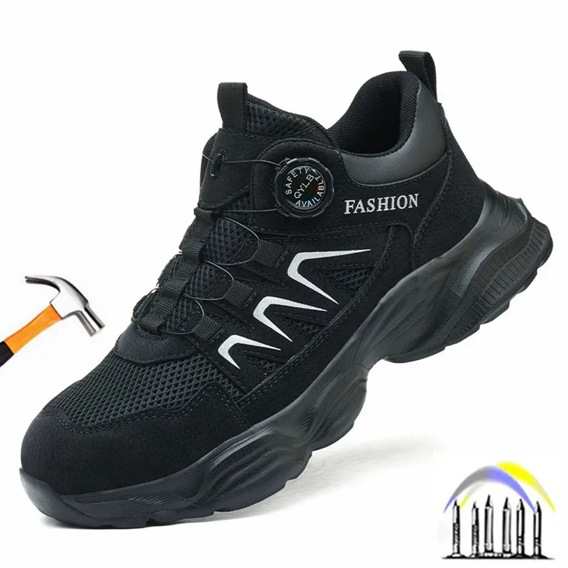 Sapatos de trabalho leves com biqueira de aço, botas de segurança industrial, sapatos de segurança anti-perfuração para construção, tênis de proteção para o trabalho._voghion.com