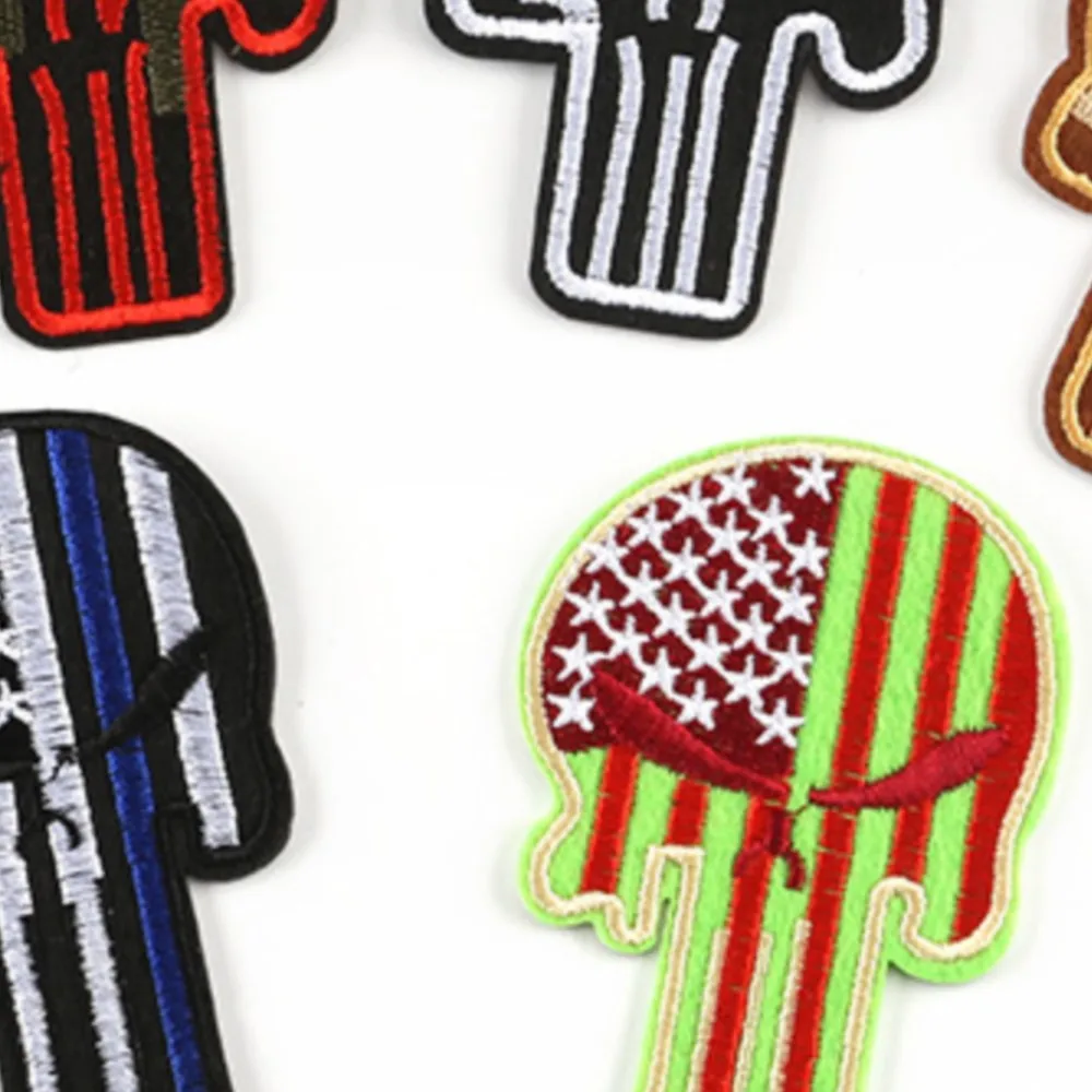 

Skull head Tactical Morale Badge Labels Embroidered Stickers iron on patch for clothing badge for ironing DIY t-shirt decor