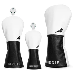 Beyaz Premium deri Birdie Golf başlığı kılıfı zarif EmbroideryHigh kalite Golf kulübü sürücü başkanı Fariway ahşap CoversHybr kapakları