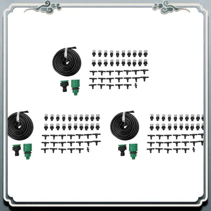 AC76-3 Set Water Misting Cooling System Mist Sprinkler Nozzle Garden Patio Greenhouse Plants Spray Fog Hose Watering Kit 10M