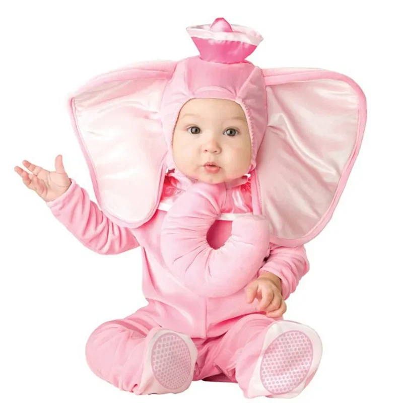 Baby Halloween Jumpsuit Gray Pink Elephant Monkey Lion Owl Elf Chicken Penguins Leotard Romper Infant Baby Costumes Clothes