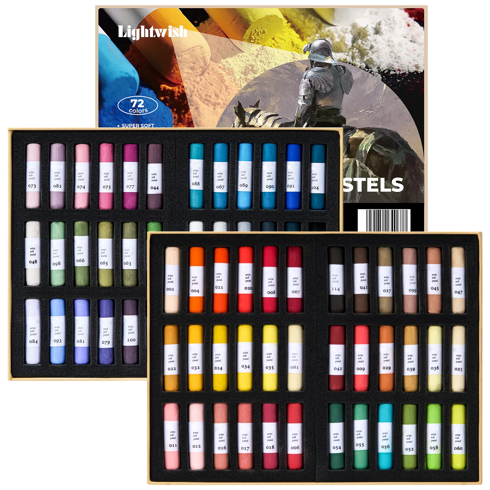 LIGHTWISH Ensemble de pastels doux 72 couleurs pour artistes, débutants et adultes – Bâtons de pastel non toxiques et vibrants pour croquis artistiques