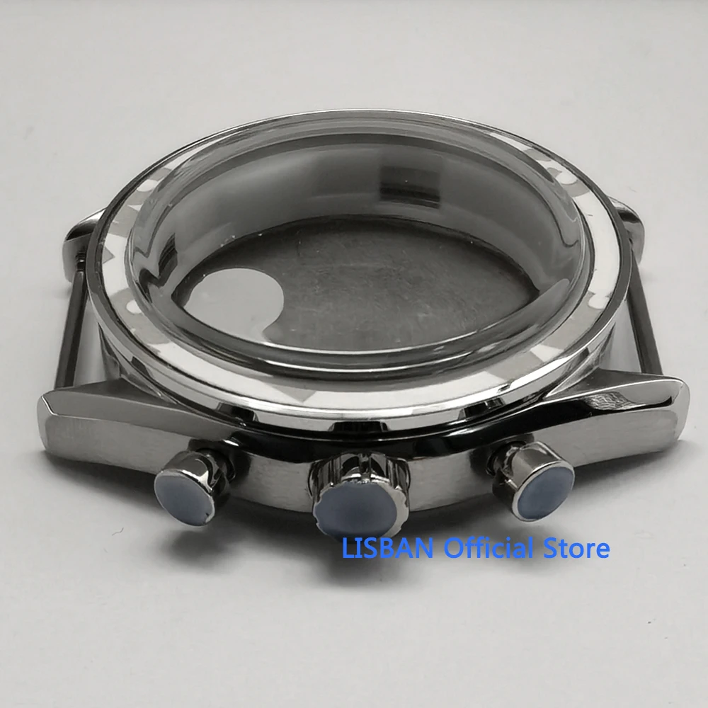 41mm Sterile Silver Watch Case fit VK63 with Chronograph Quartz Movement