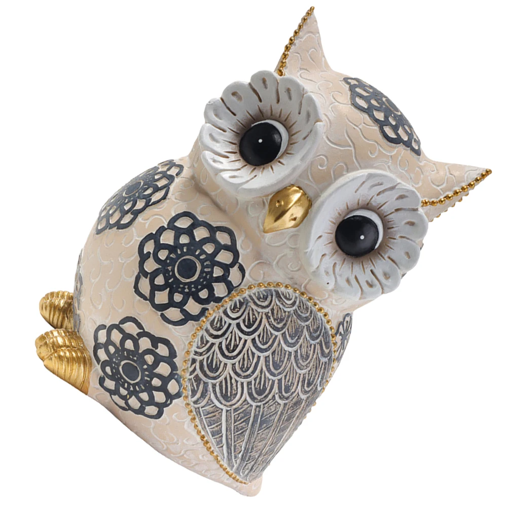 

Resin Owl Adornment Desktop Statue Small Size Easy Carry Store Stable Flat Bottom Creative Gift Resin Owl Ornament