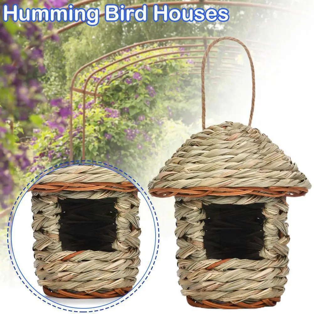 Hanging Hummingbird Bird House Bird\'s Nest In Straw Garden Nest Woven House Hut Straw Bird Birdhouse House Handwoven H5G8