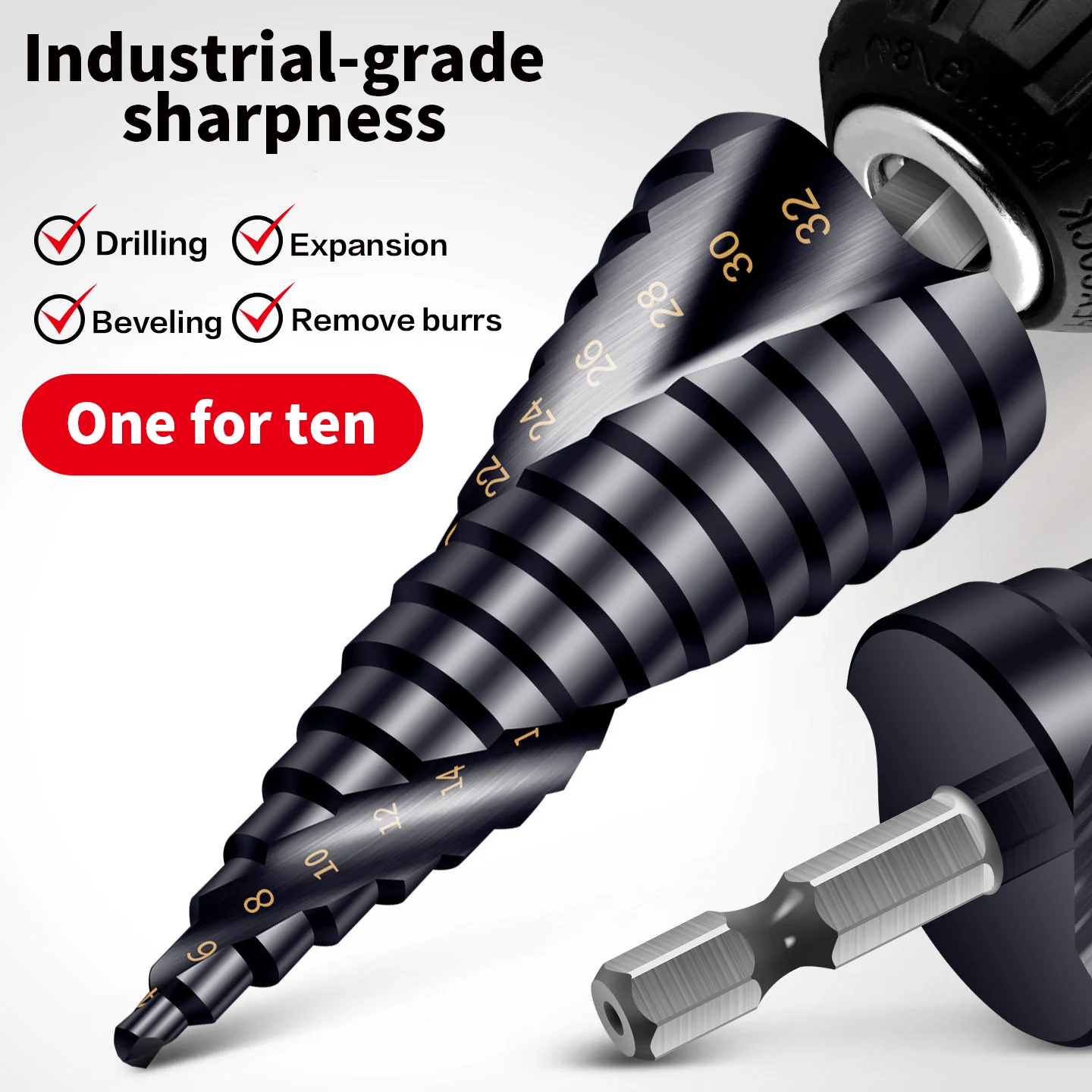Tower drill bit - Industrial-grade spiral metal hole opener - Stainless steel - Special for high hardness applications