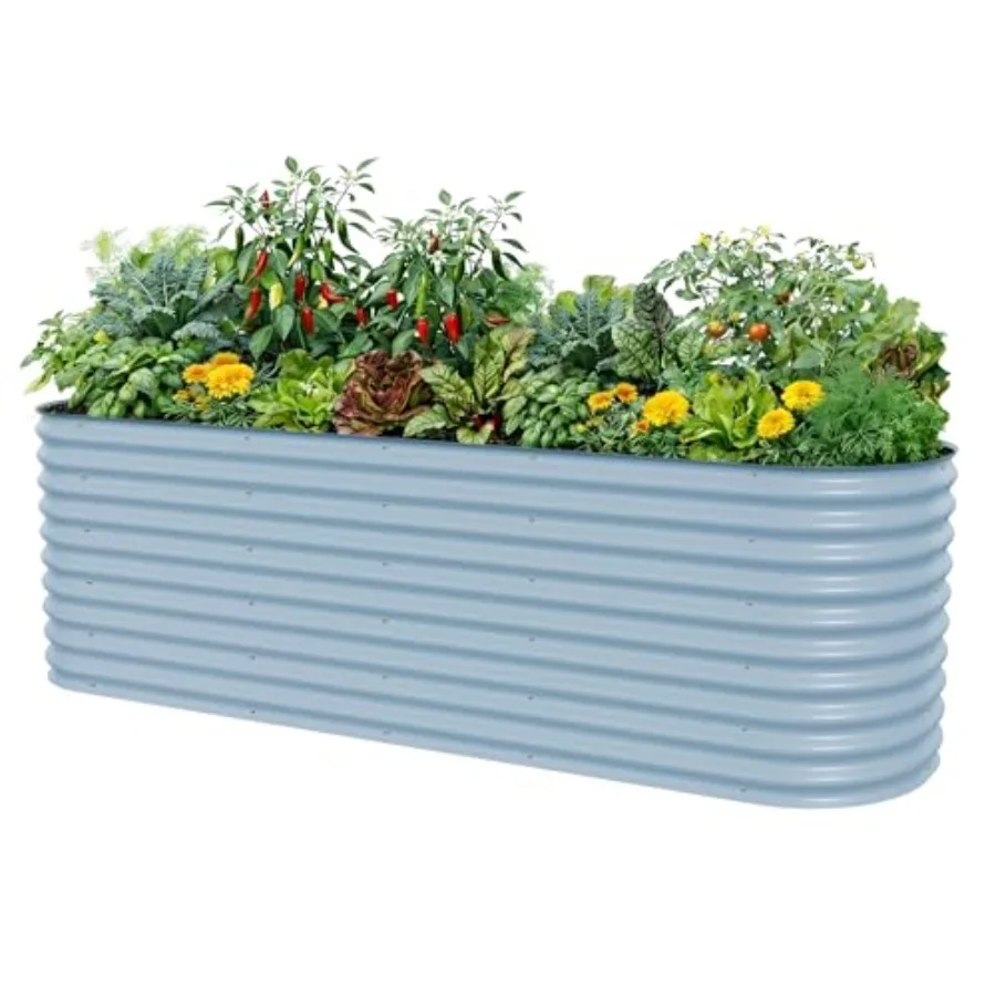 

32 комплекта высоких приподнятых грядок (32 Extra Tall Raised Garden Bed Kits) 4 x 8 x 2.7 футов, уличные металлические ящики-клумбы для овощей, цветов, фруктов, для глубокого выращивания корней, 2.5 x 9.5 футов