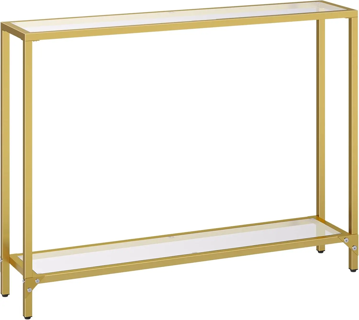 

39.4' Entryway Table, Gold Console Table, Tempered Glass Narrow Sofa Table, Metal Frame, for Living Room, Hallway GD04XG01