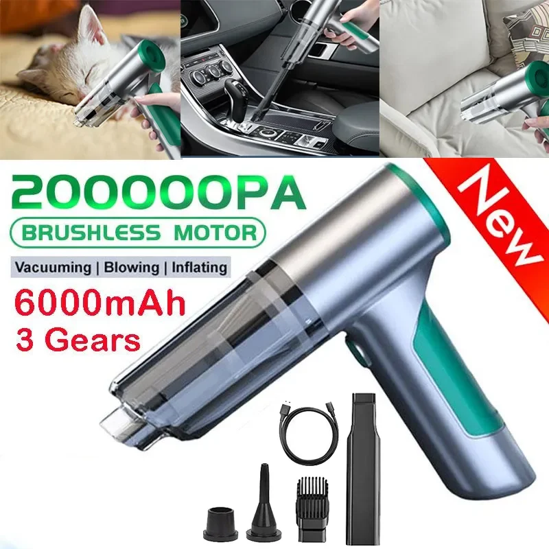 200000Pa 3 in 1 Car Vacuum Cleaner Wireless Portable Vacuum Cleaner Handheld Vacuum Pump for Home Electronic Car Accessories