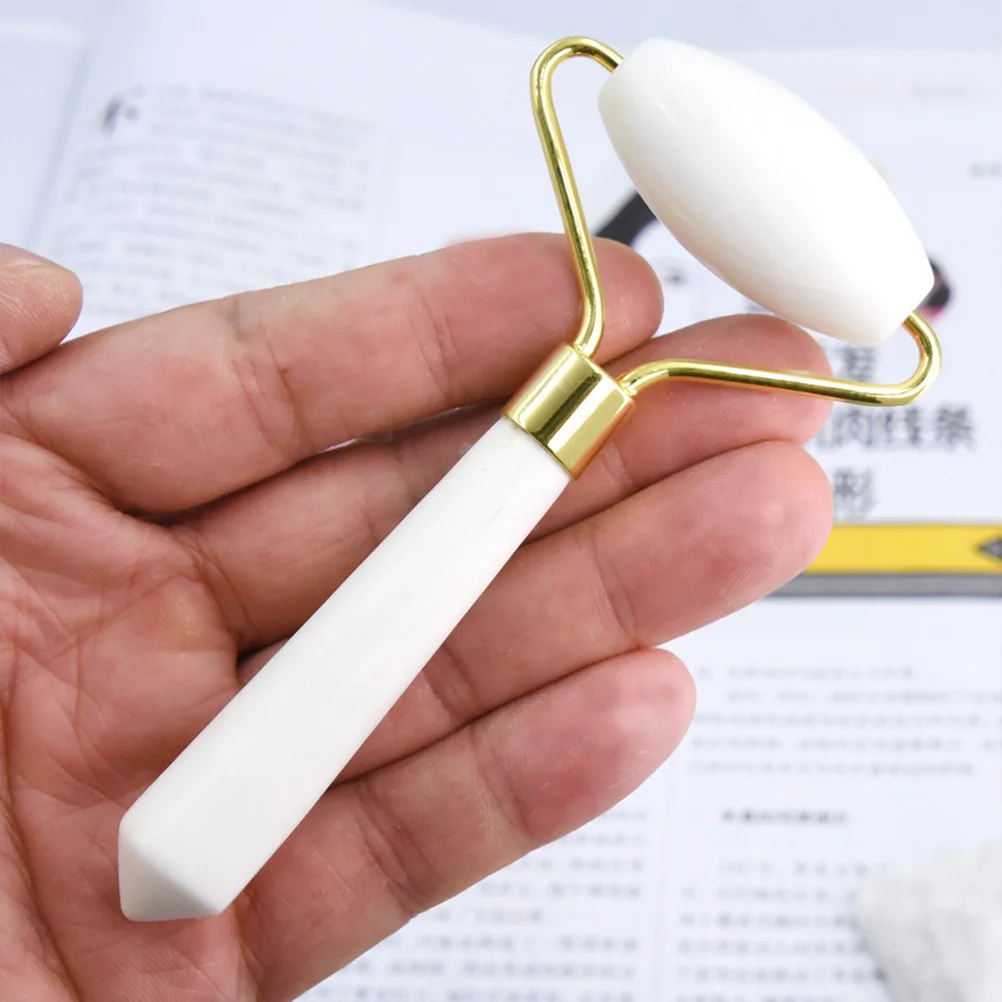 Natural White Jade Roller Facial Massage Tool for Puffiness Redness Relief Lightweight Portable Skin Care Beauty Face Massager