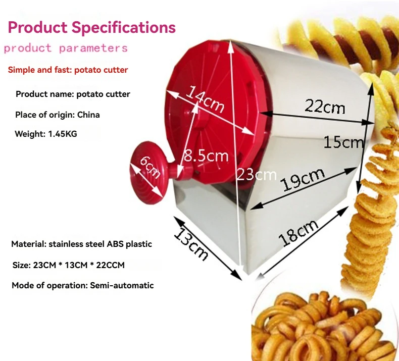 Tornado Potato Cutting Machine, Whirlwind Tower, Chip, Multi-functional Commercial Semi-automatic Stretching, Hand Shaking And