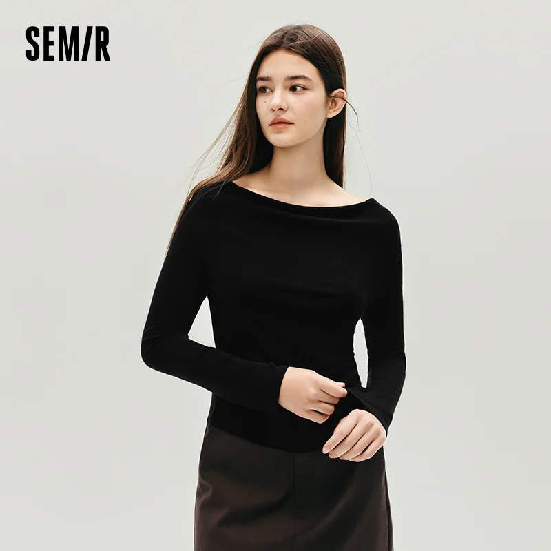 

Женские футболки с длинными рукавами Semir, минималистичный стильный дизайн, осень 2021, новая коллекция, женская одежда, топы Bts