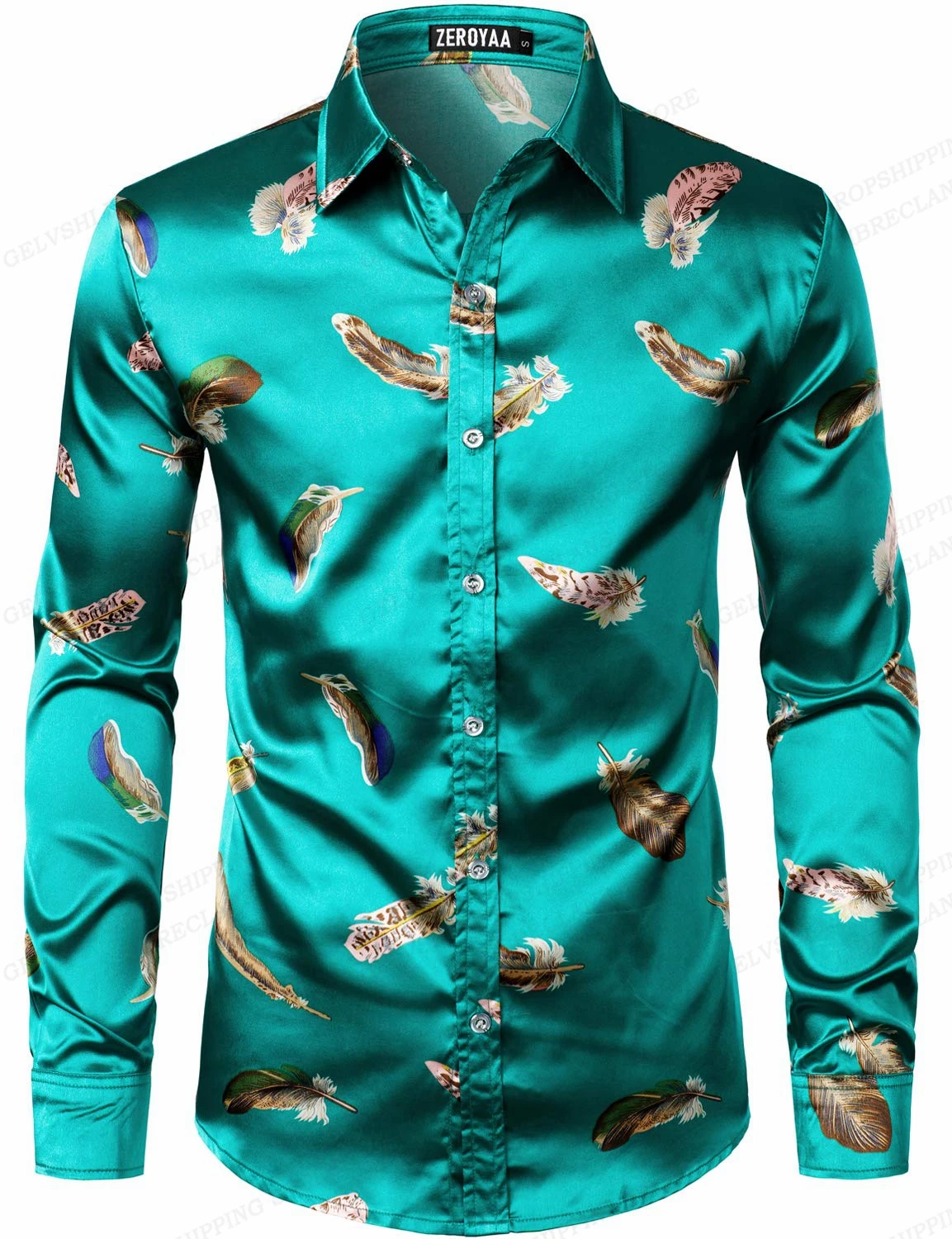 JOHawaii-Chemises imprimées papillon 3D pour hommes, chemises dorées, manches longues, chemisier de plage, chemise à revers de luxe, vêtements pour hommes, mode