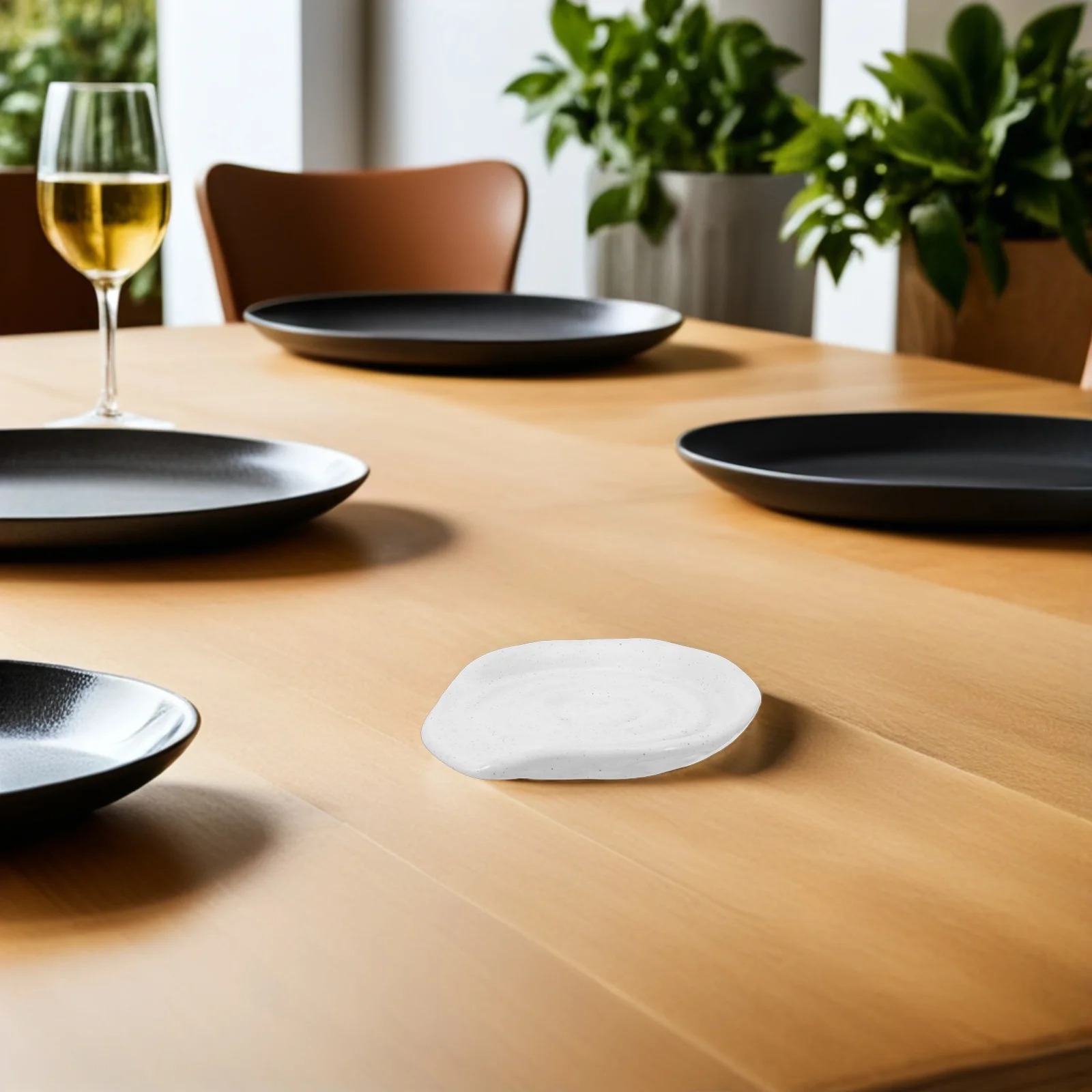 

Ceramic Spoon Rest Mini Holder White Kiln Variegation Kitchen Utensil Tray Cooking Spoon Holder Countertop Coffee Station Table