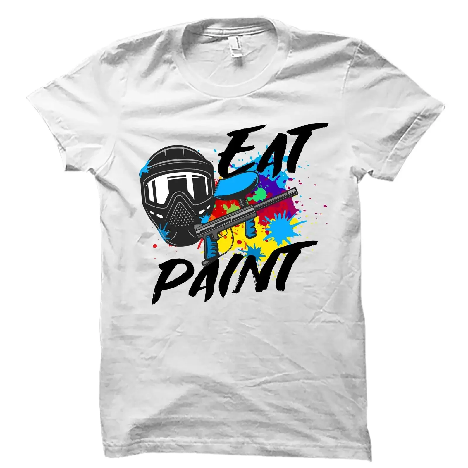 Eat Paint Funny Paintball T Shirt Casual Player Paintballing Party  for Paintballer vintage Washed Unisex Top For Everyday Wear