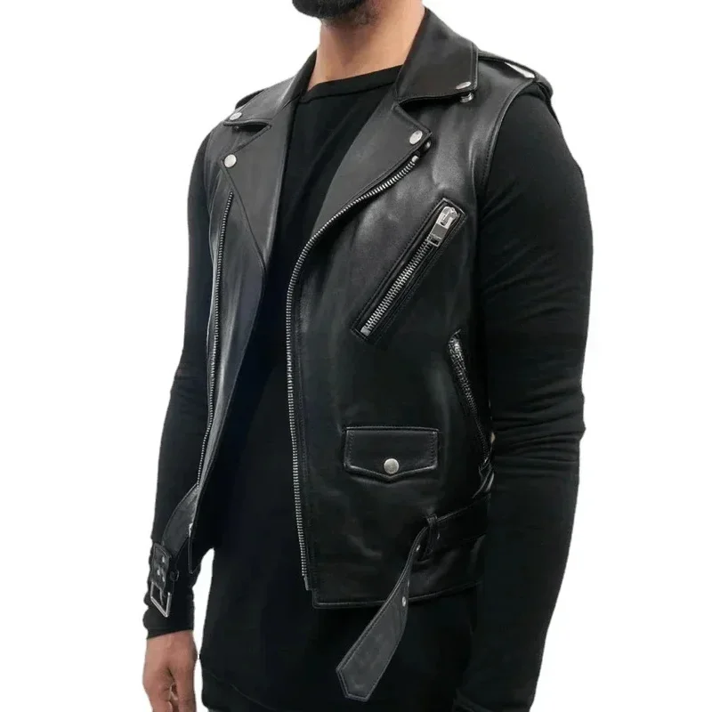 

Leather Camisole Knight Costume Men Medieval Leather Armor Sleeveless Vest Top Lace Up Leather Waistcoat