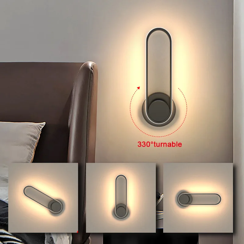 12W 330° Rotatable LED Wall Lamp for Indoor Lighting, Suitable for Hard Wired Wall Light in Bedrooms and Living Rooms
