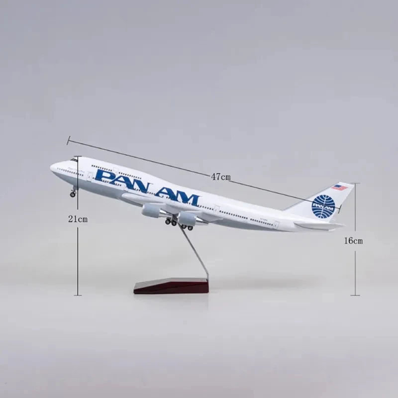 47cm 1/150 Scale Airplane B747 Aircraft PAN AM Airways Model W Light and Wheel Diecast Resin Plane Collection Display Gifts