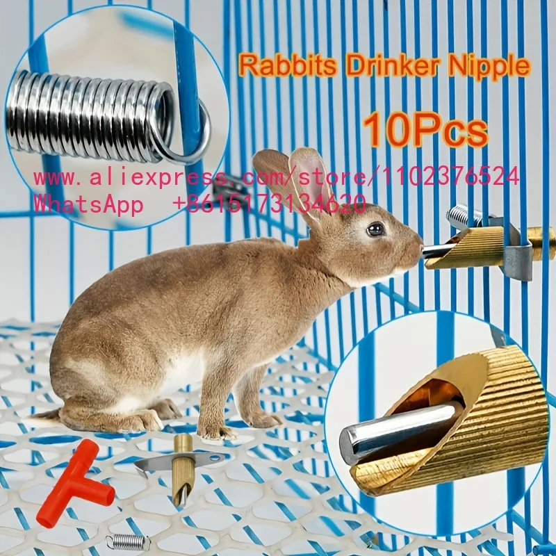 10Pcs Rabbits Drinker Nipple Automatic Feeding Water Nipples Pet Feeder Waterer For Rabbit Bunny Farm Rodents Animals