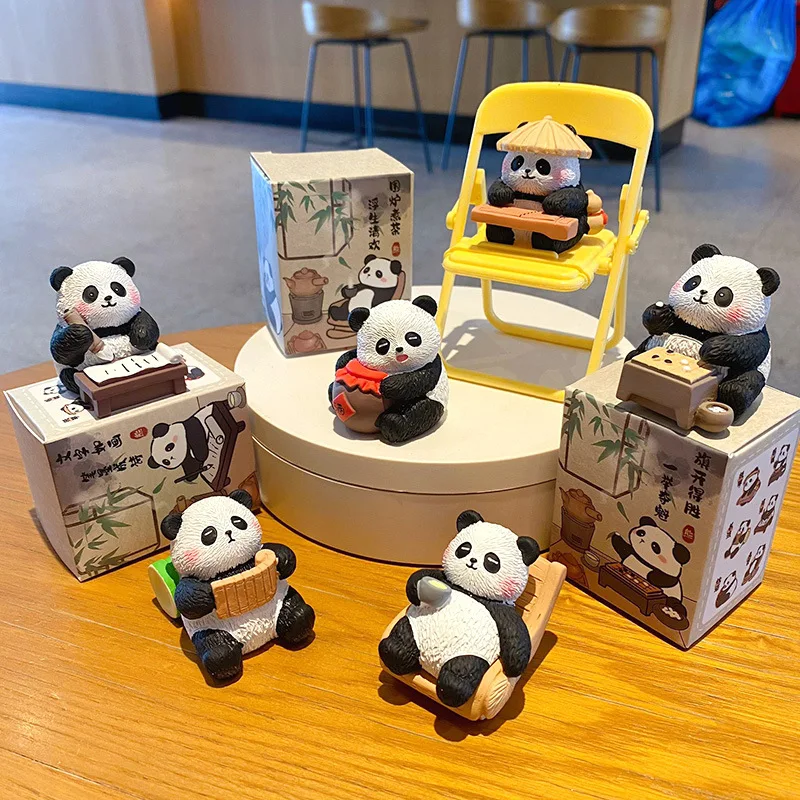 

Cartoon Panda Piano Chess Book Cute Trendy Small Pendant Office Workstation Blind Box Decoration Creative Surprise Holiday Gift