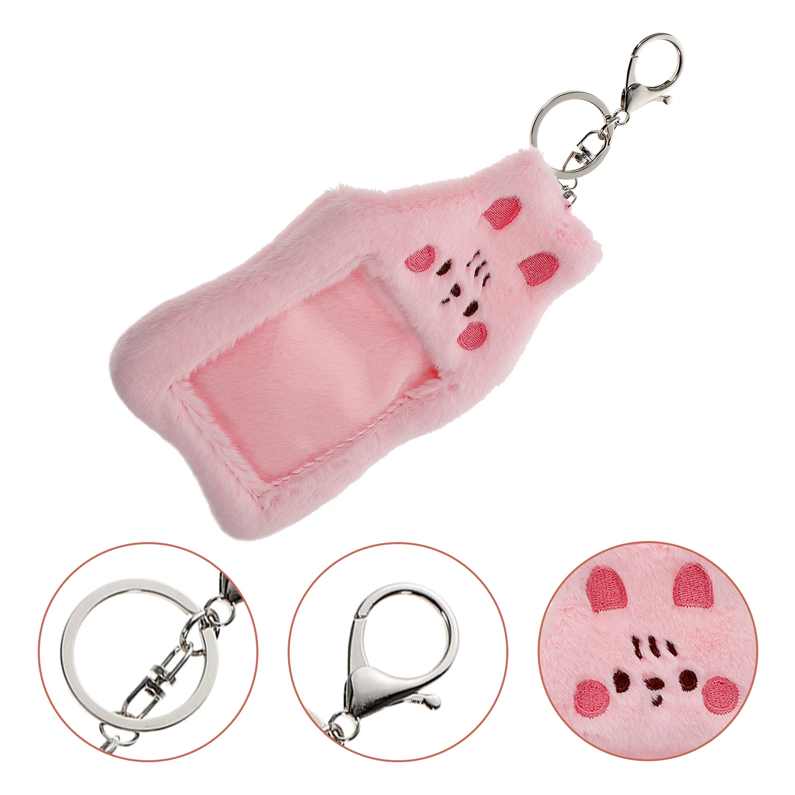 

Plush Card Holder Keychain Sleeves Protector Student Aluminum Alloy Reusable Id Holders