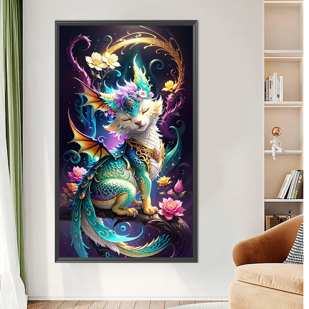 5D DIY Full Round Drill Partial AB Diamond Painting Flower God Beast Kit 45x75cm