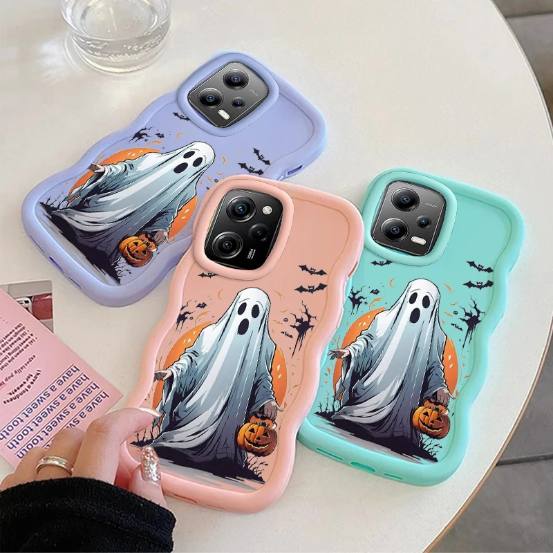 

Чехол для телефона Ghost Fashion Wave для Xiaomi 14T POCO C50 C51 C55 C65 X3 X5 X6 X7 M6 Pro, мягкий защитный чехол Macaron