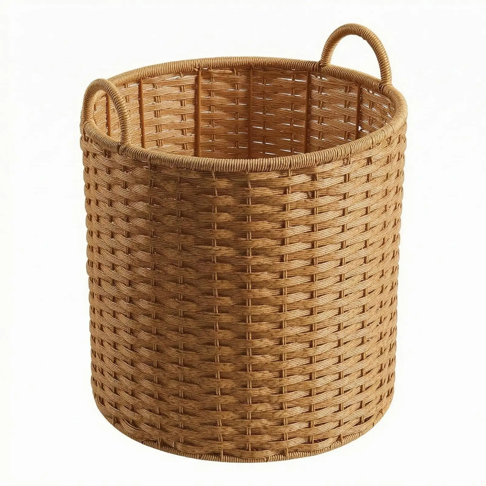 Round Rattan Laundry Basket with Built in Handles for Laundry Organizer Bedroom Corner Storage