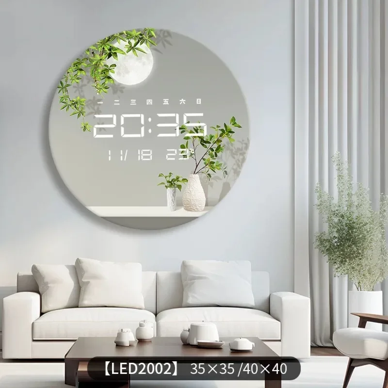 Watch luminous electronic glass clock wall living room dining room decorative painting wall clock