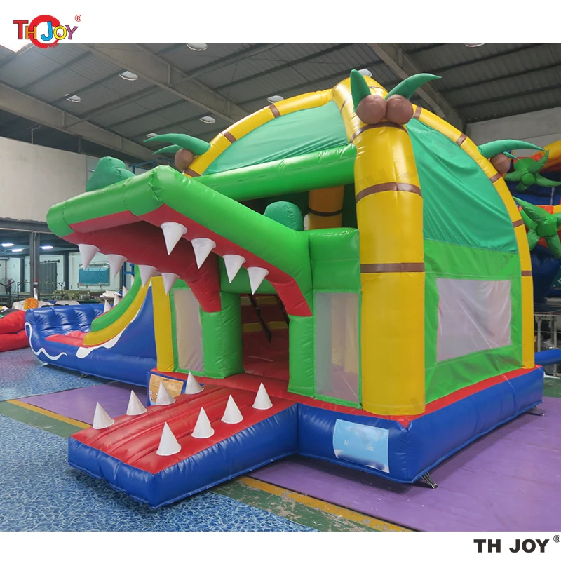 8m x 4m hot sale Colorful Jungle Crocodile Jumping Castle Inflatable Slide Combo Bouncer House Slides With Free Blower For Sale