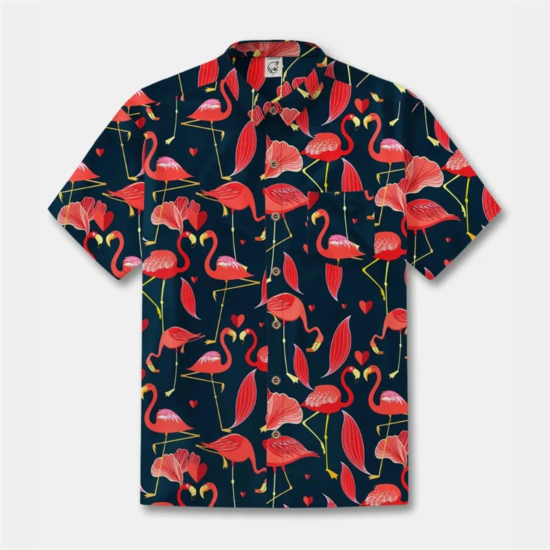 

Men's Tropic Leaf 3D Print Shirts Animal Flamingo Hawaiian Beach Shirt Women Vacation Party Fashion Short Sleeve Blouse Top Tees