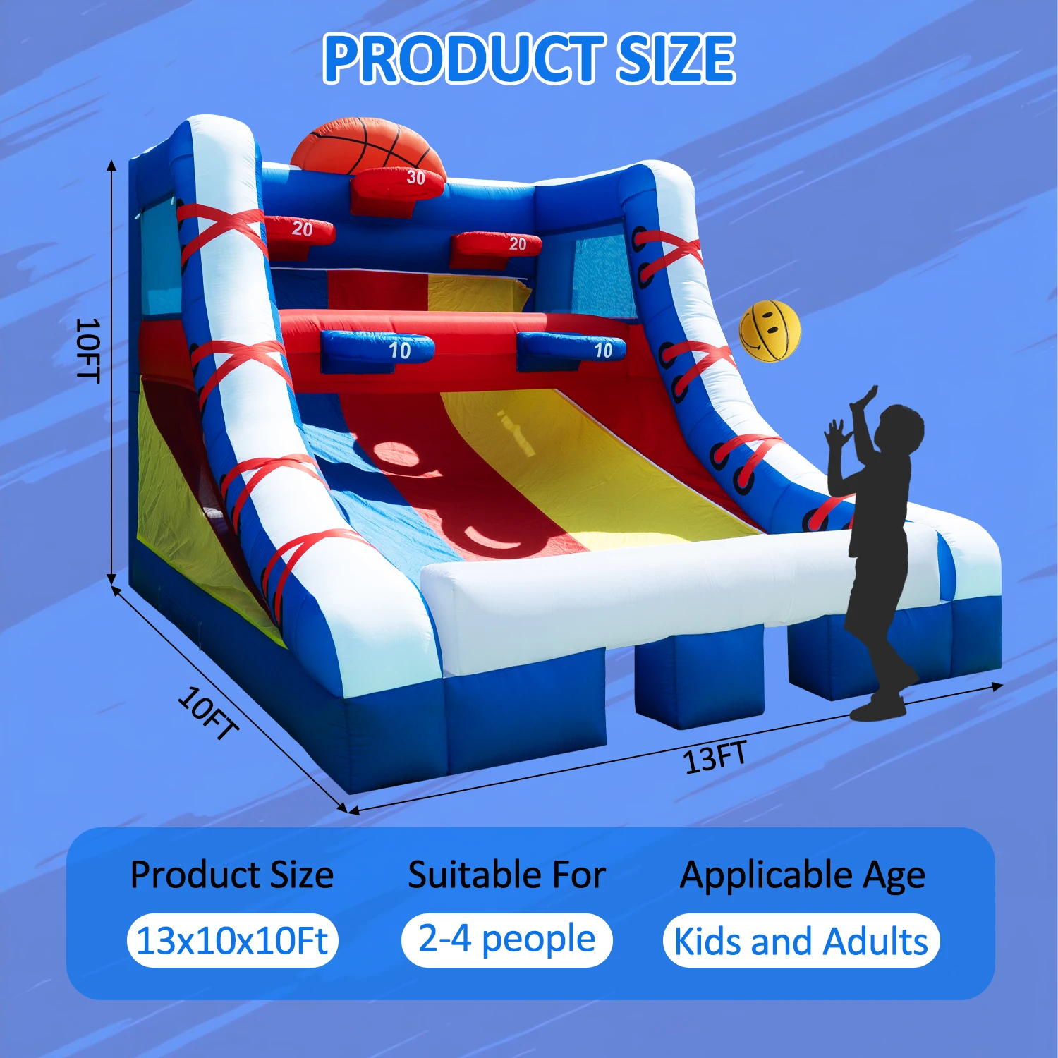 4x3x3mH Inflatable Basketball Hoop Game Basketball Shooting Tossing Game New Popular Carnival Inflatable Kids Games Customizable