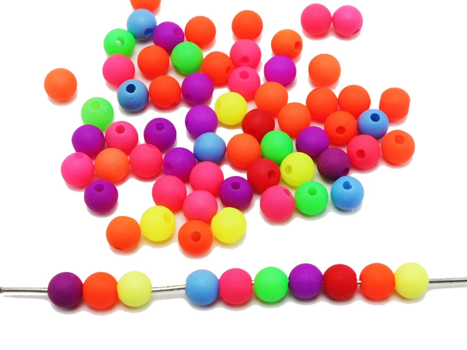 Mixed Frost Neon Color Acrylic Round Beads 5mm 6mm 8mm 10mm Smooth Ball