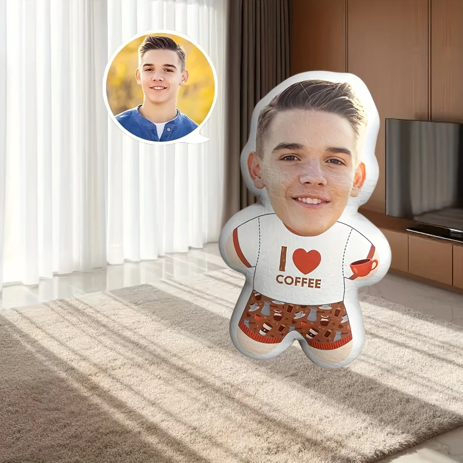 Personalized Photo Cushion with Your Own Picture - Portrait Plush Pillow, Soft Short Hair Fabric & Machine Washable, Zippered Re