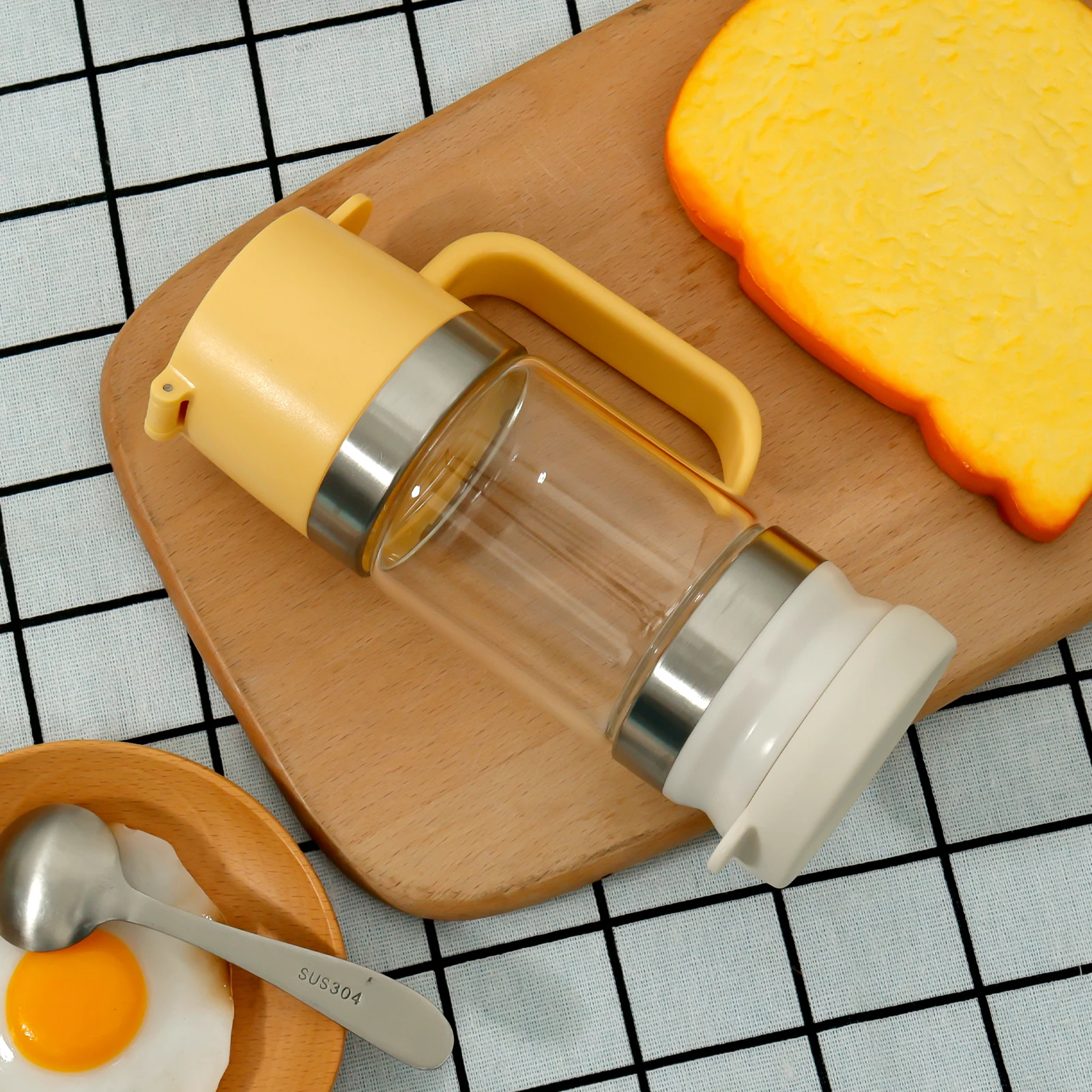 موزع العسل موزع شراب القيقب الزجاجي مع مقبض لا موزع العسل بالتنقيط جرة زجاجة زيت متعددة الوظائف أداة المطبخ #2