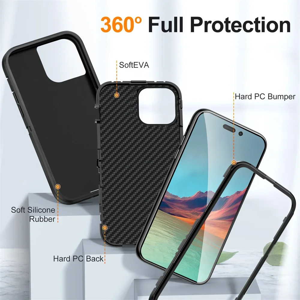 Case For iPhone 16 15 14 13 12 11 Pro Max XS XR 8 7 6 Plus Heavy Duty Shockproof Anti-Scratch Rugged Protective with Full Cover