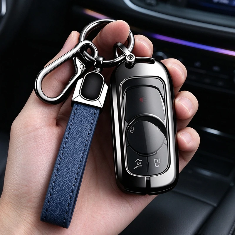 Zinc Alloy Leather Car Key Case Cover For Buick Enclave Encore GX Lacrosse Envision Regal Sportback TourX Protect Shell