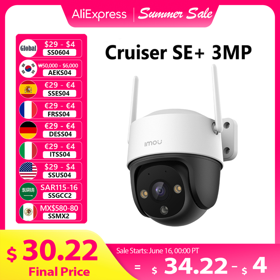 IMOU Cruiser SE+ 3MP/5MP Outdoor PTZ Wi-Fi Camera IP66 Weatherproof Camera Two Way Audio Color Night Vision AI Human Detection