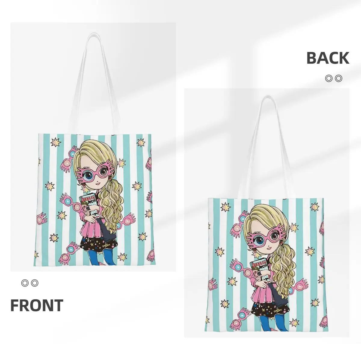 Luna L-Lovegoods Occhiali Borse per la spesa Tela La borsa tote pieghevole per ragazze Borsa a tracolla da viaggio