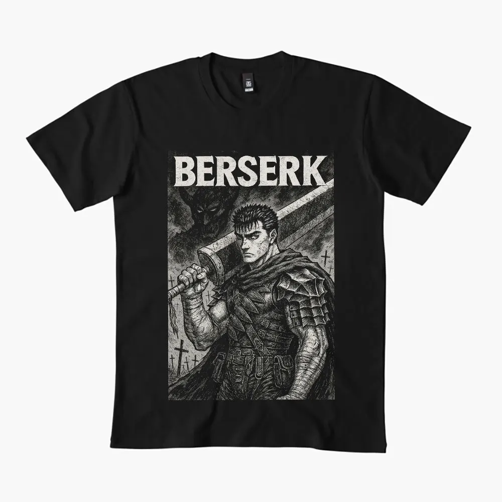 

0325 Guts Berserk Japanese Anime Gift t shirt 100% cotton print clothing Swordsman Manga Graphic Tee Y2K clothes Large size Tops